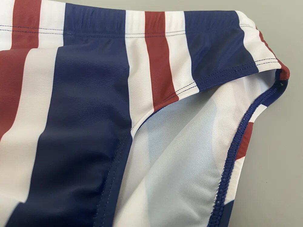 Patriotic Striped Swim Briefs | dmunderwear detail image 8