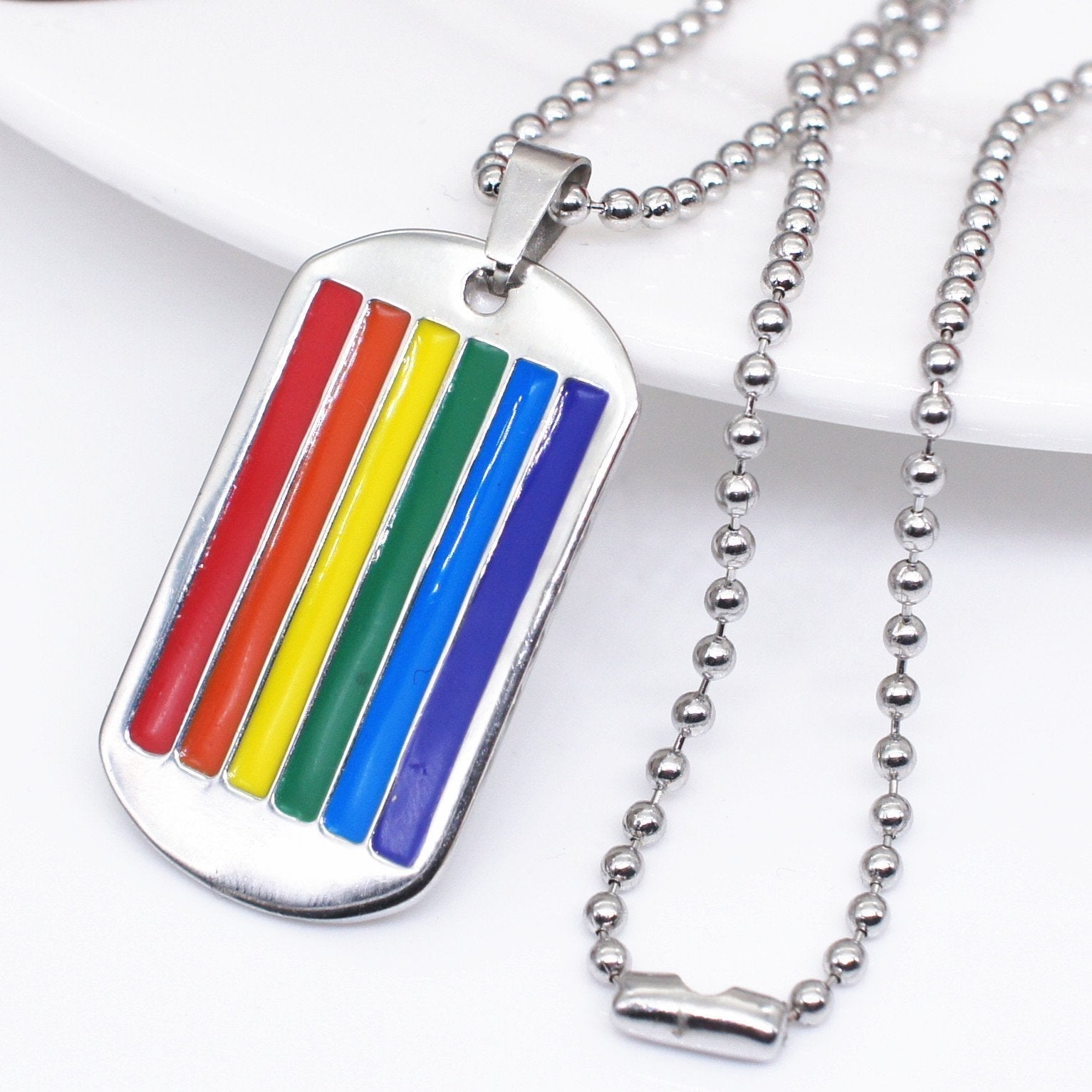 Pride Flag Dog Tags Necklace | dmunderwear product image 3