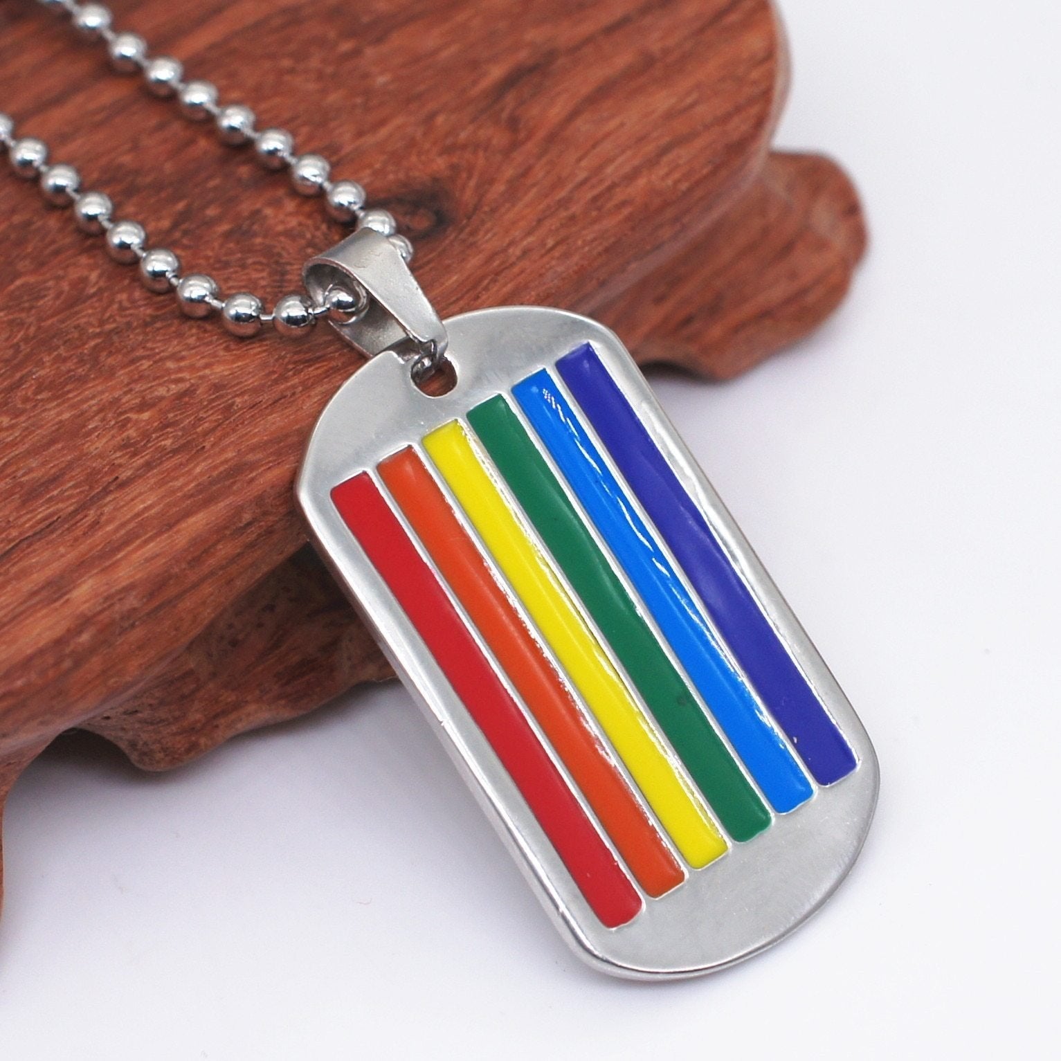 ORVLS Pride Flag Dog Tags Necklace | dmunderwear product image 2