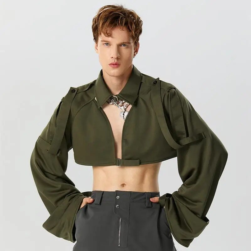 ORVLS Puffy Crop Top Collared Shirt | dmunderwear detail image 1