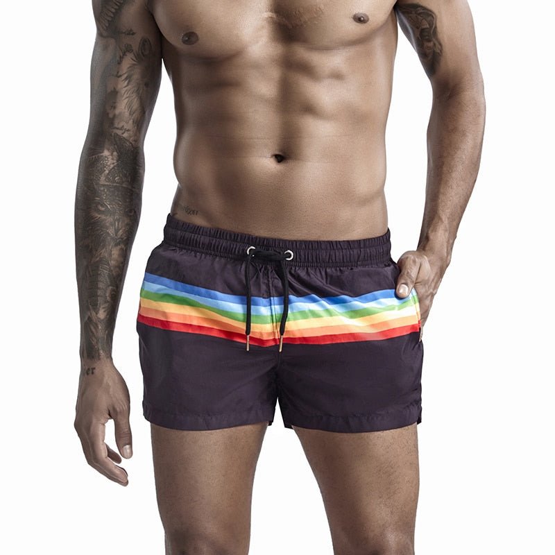 Rainbow Striped Board Shorts | dmunderwear detail image 6