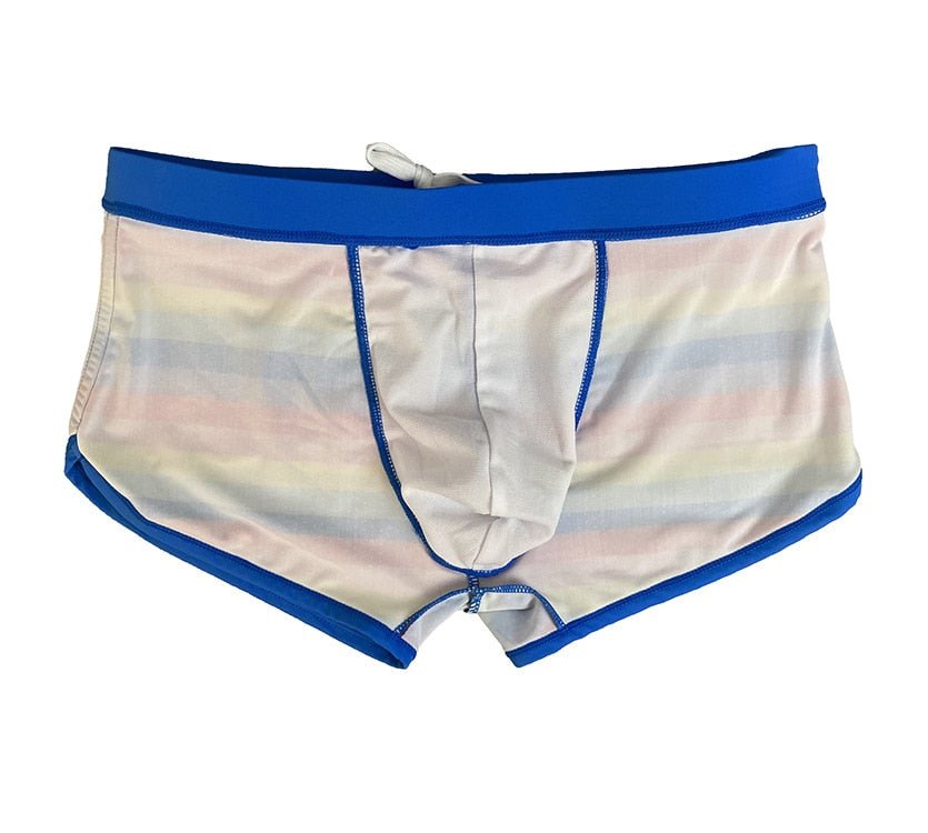 ORVLS Rainbow Mesh Square Cut Swim Trunks | dmunderwear detail image 4
