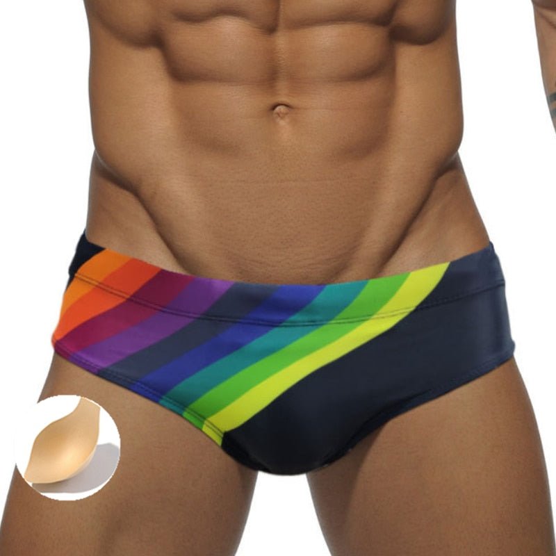 Rainbow Sailor Swim Briefs | dmunderwear detail image 5