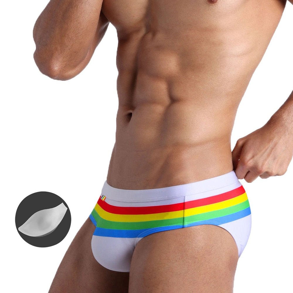 Ringaround Rainbow Swim Briefs | dmunderwear detail image 6