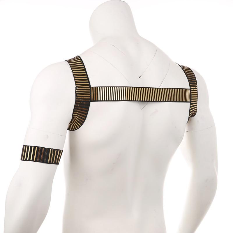 Roman Metallic Chest Harness + Armband | dmunderwear detail image 7
