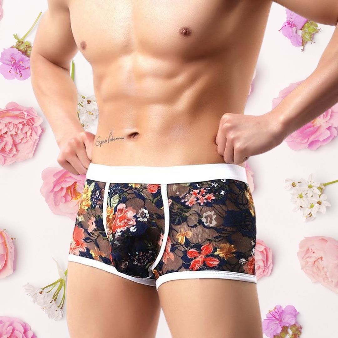 Sexy Floral Lace Underwear Boxer Briefs | dmunderwear detail image 1