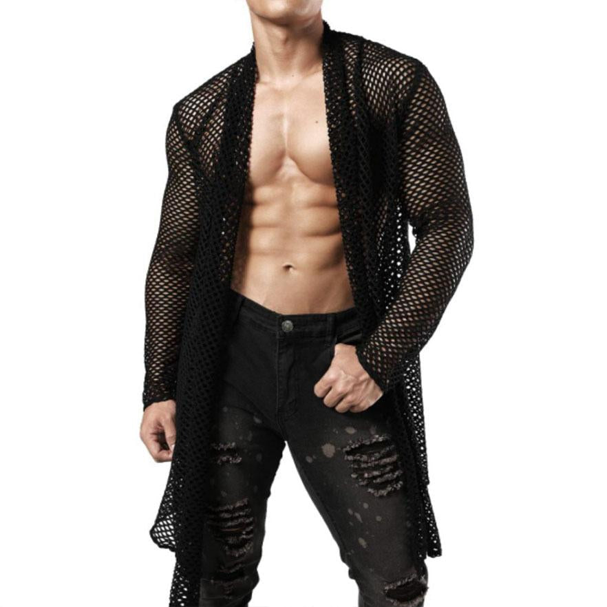 Shrug hollow out see through long sleeve fishnet top | dmunderwear detail image 1