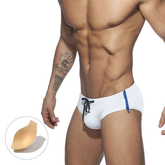 Side Zipper Swim Briefs | dmunderwear detail image 9