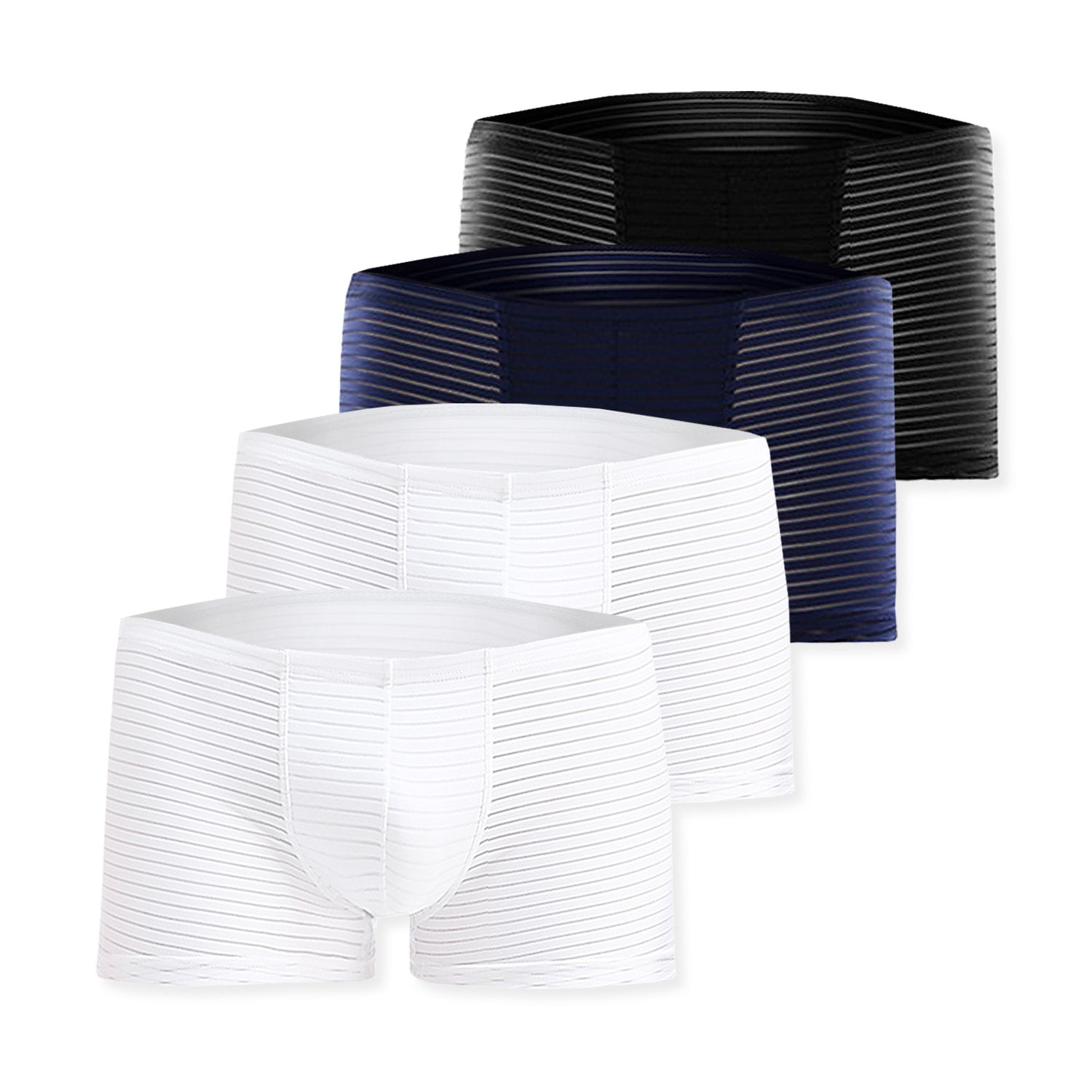 Silky Sheer Striped Boxer Briefs 4-Pack | dmunderwear detail image 1