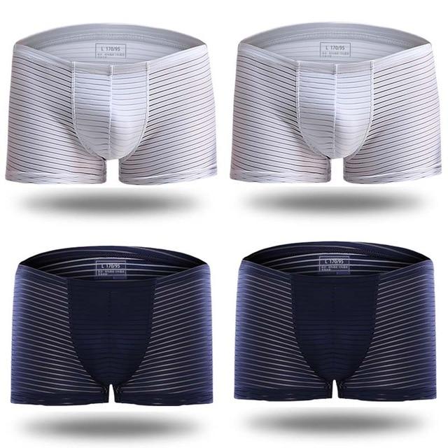 Silky Sheer Striped Boxer Briefs 4-Pack | dmunderwear detail image 10