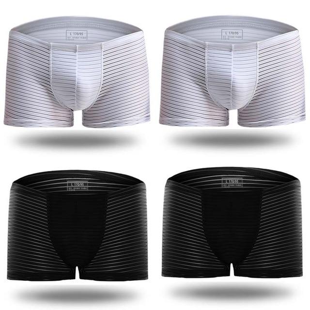 Silky Sheer Striped Boxer Briefs 4-Pack | dmunderwear detail image 12