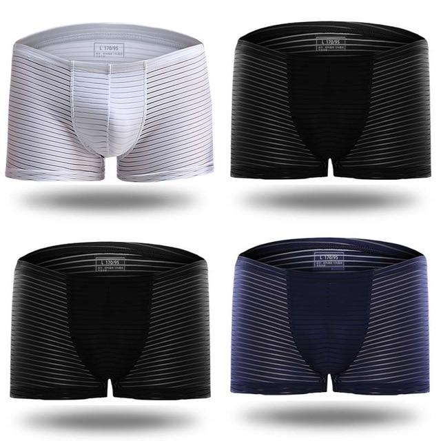 Silky Sheer Striped Boxer Briefs 4-Pack | dmunderwear detail image 7