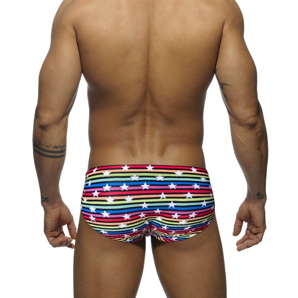 Silver Stud Rainbow Swim Briefs | dmunderwear detail image 5