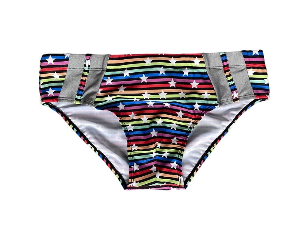 Silver Stud Rainbow Swim Briefs | dmunderwear detail image 6