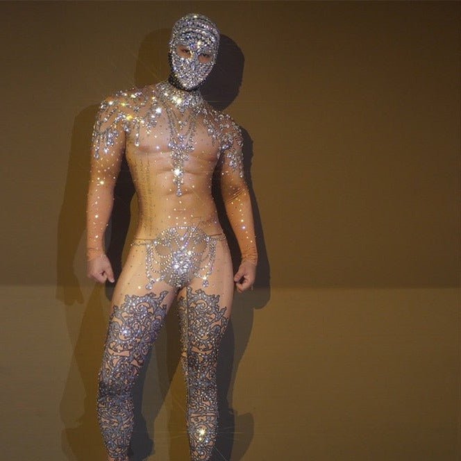 Skintight Bejeweled Bodysuit | dmunderwear detail image 1