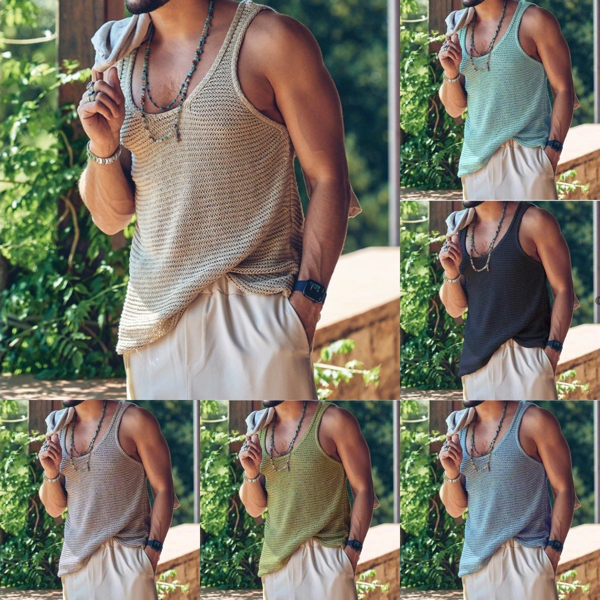 Sleeveless u neck knitted solid cami top | dmunderwear detail image 1