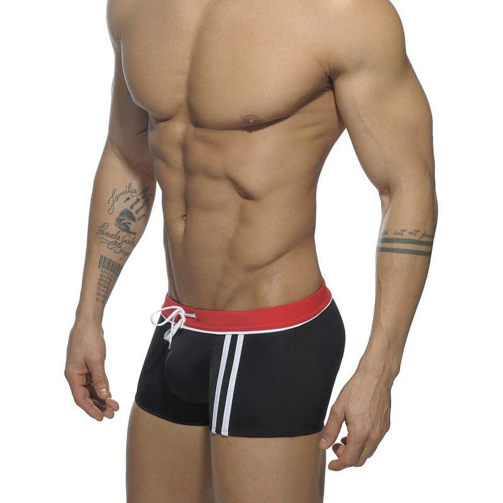 ORVLS Square Cut Racing Stripe Swim Trunks | dmunderwear detail image 7