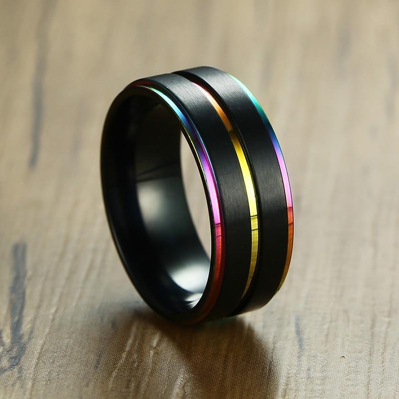 Stainless Steel Night Shade Rainbow Ring | dmunderwear product image 2