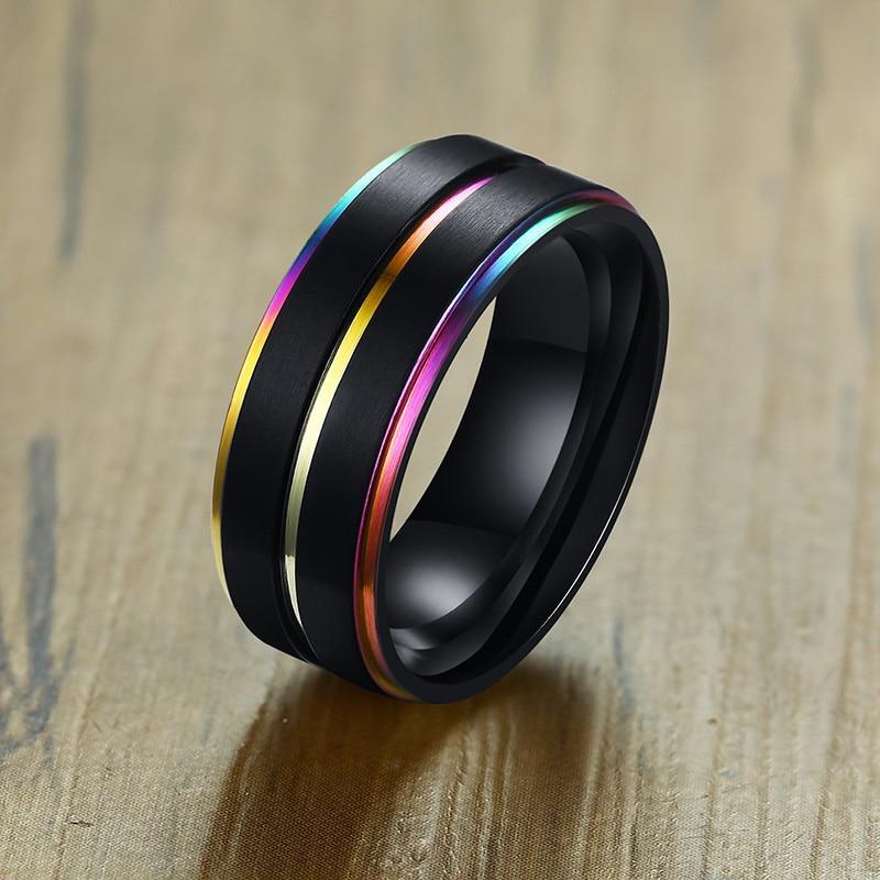 Stainless Steel Night Shade Rainbow Ring | dmunderwear product image 3