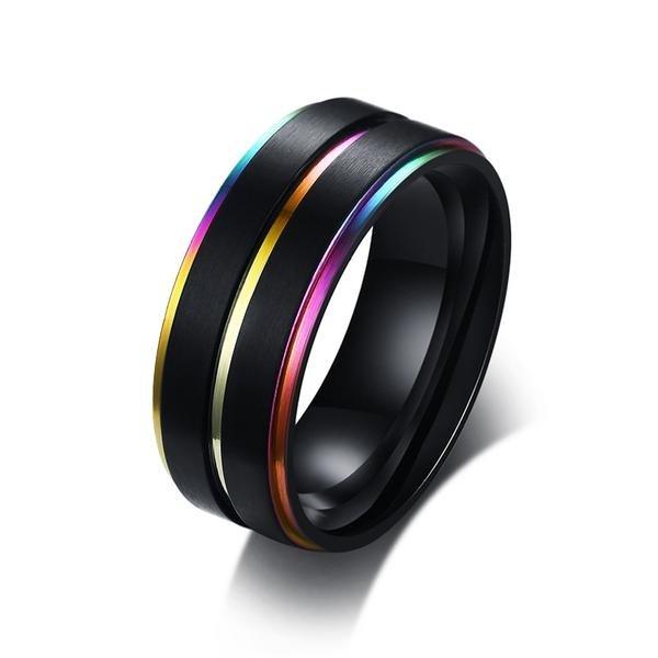 ORVLS Stainless Steel Night Shade Rainbow Ring | dmunderwear product image 1