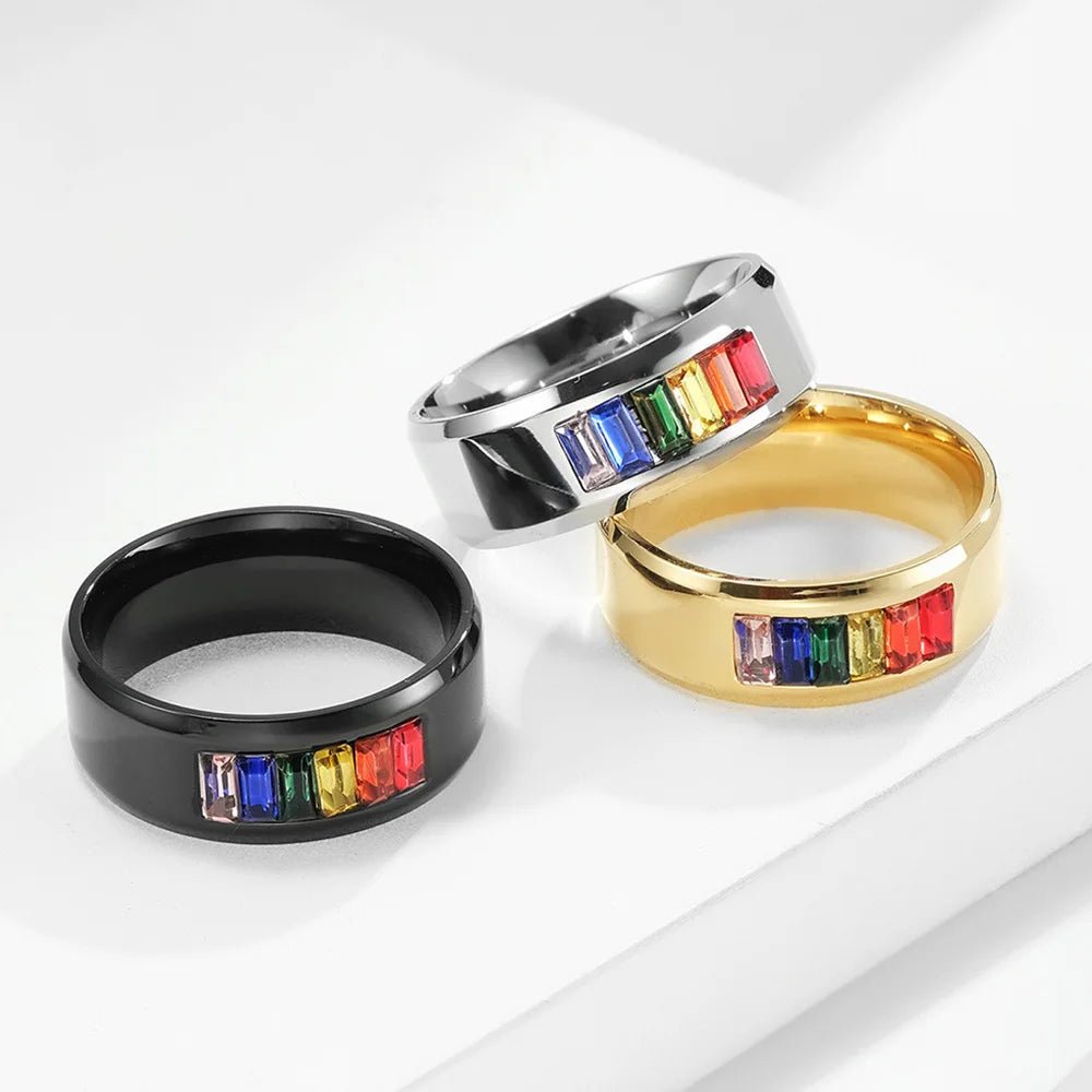 Steel + Stone Rainbow Ring | dmunderwear detail image 1