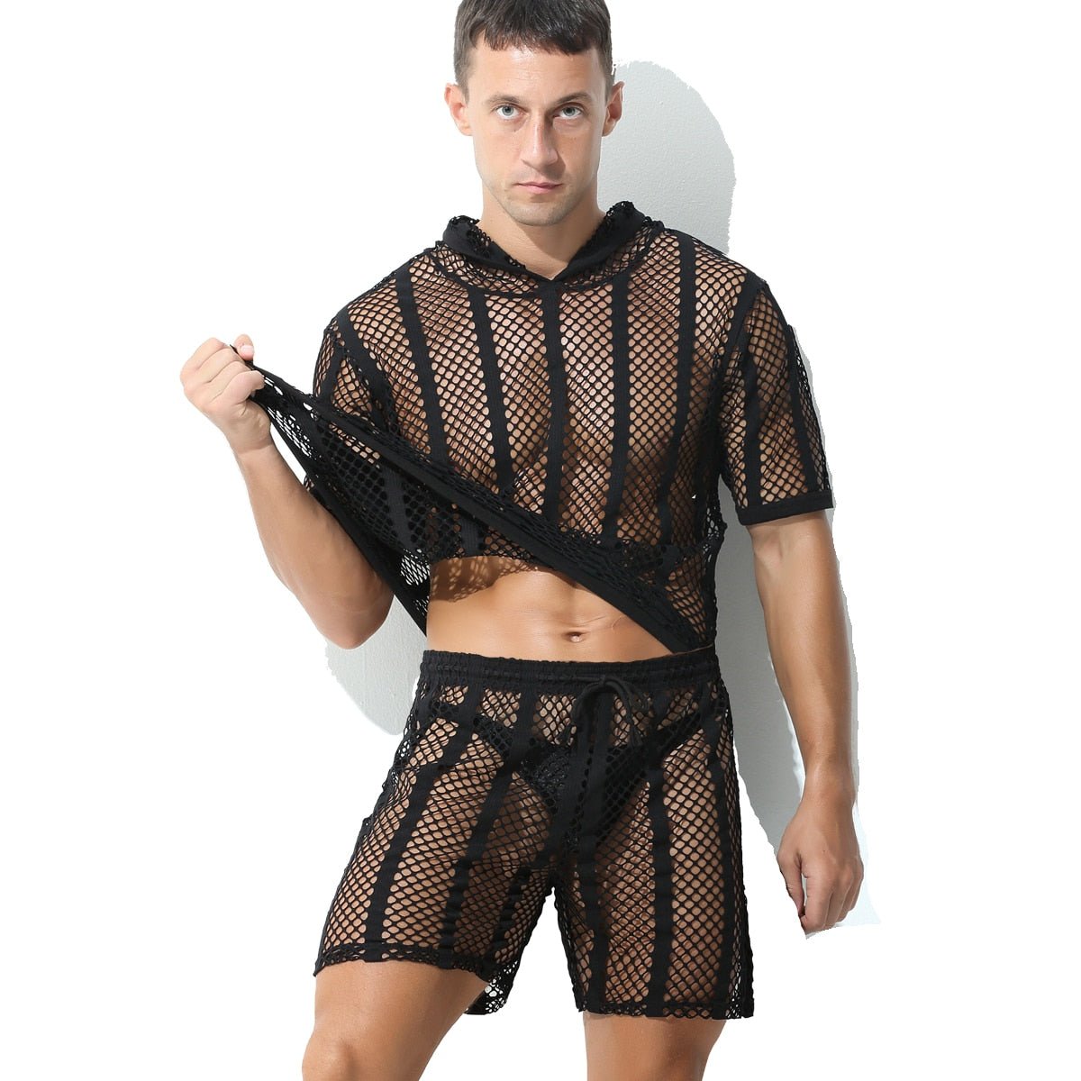 ORVLS Striped Hoodie Mesh Suit | dmunderwear variant image