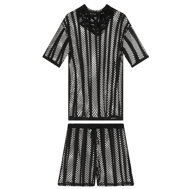 ORVLS Striped Hoodie Mesh Suit | dmunderwear detail image 3