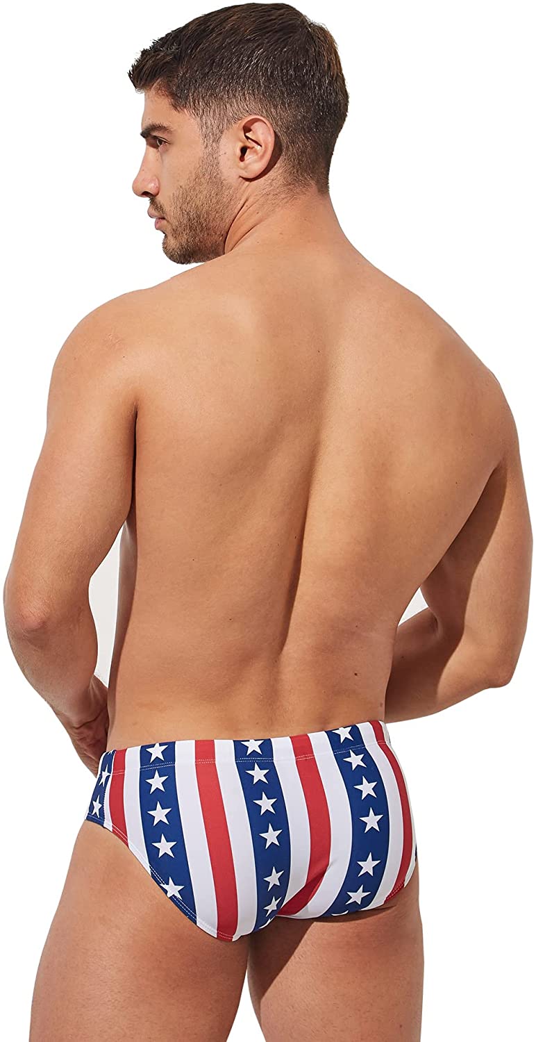 Striped Patriotic Swim Briefs | dmunderwear detail image 2