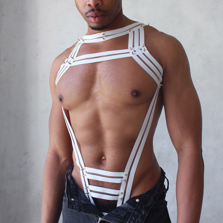 Studded Triple Body Harness | dmunderwear detail image 1