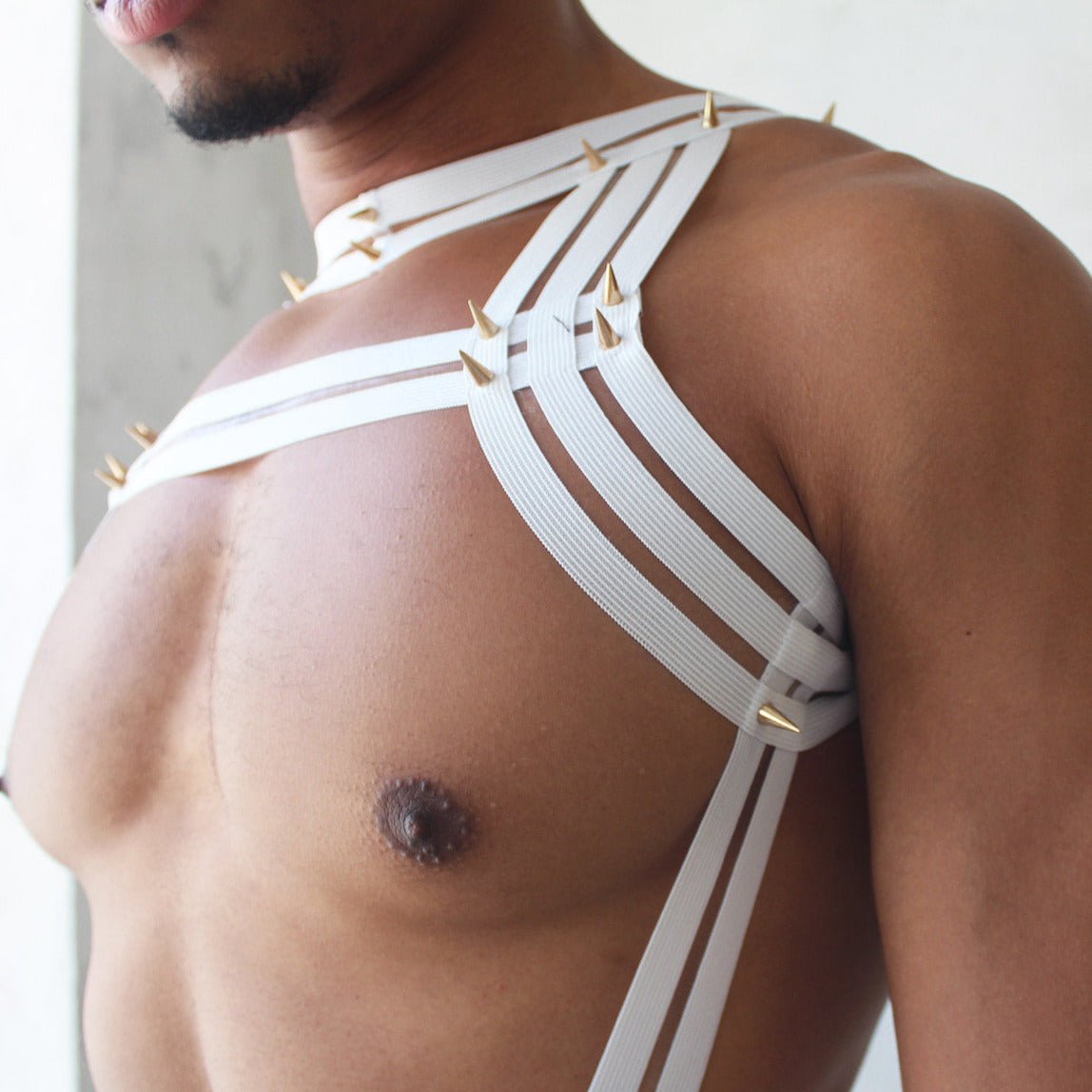 Studded Triple Body Harness | dmunderwear detail image 3