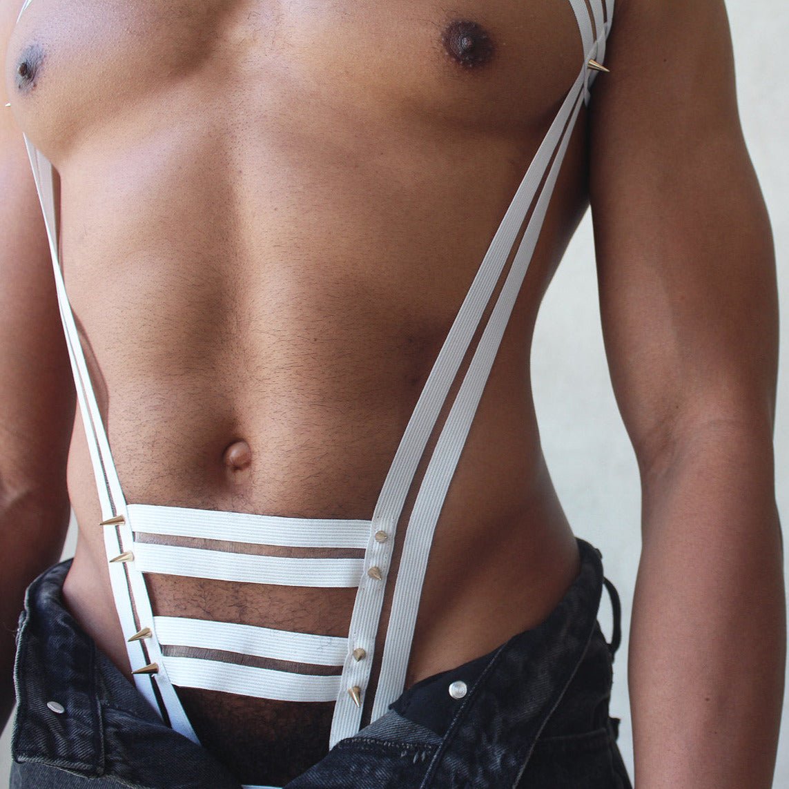 Studded Triple Body Harness | dmunderwear detail image 4
