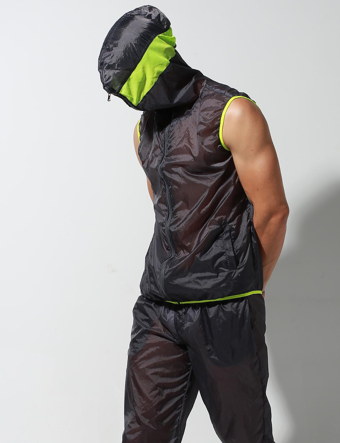 Translucent Quick-Dry Sport Sleeveless Hooded Jacket S2901 | dmunderwear variant image