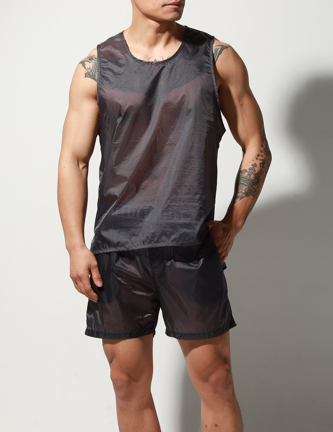 Translucent Tank Top or Shorts | dmunderwear detail image 1