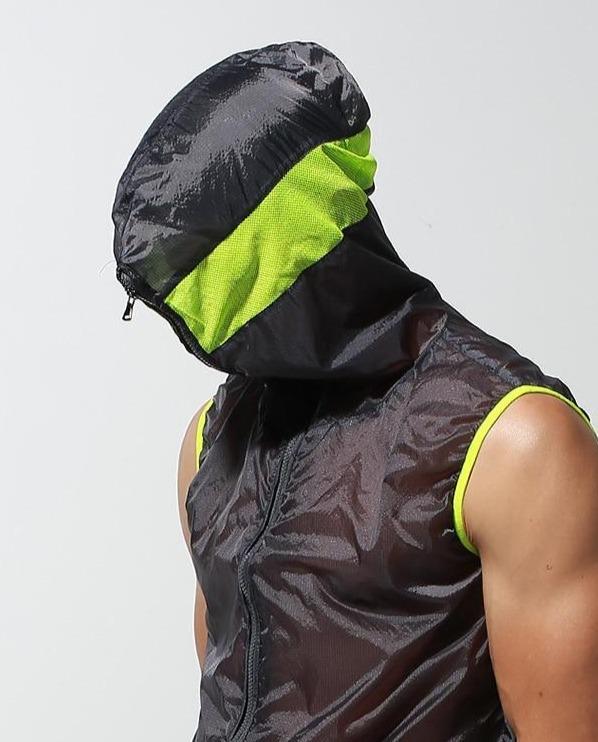 Transparent Racing Stripe Sleeveless Hoodie + Pants | dmunderwear detail image 12
