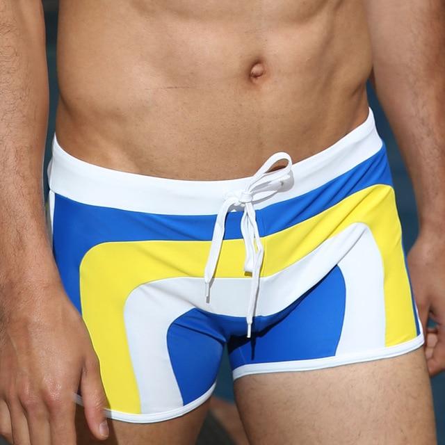 ORVLS Tri-toned Bowtie Square Cut Swim Trunks | dmunderwear detail image 18