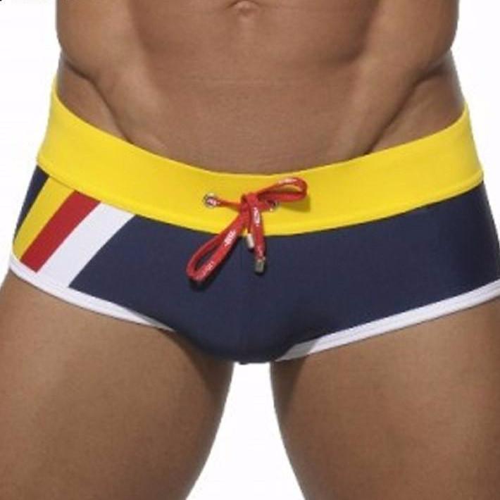 Triple Striped Square Cut Swim Trunks | dmunderwear detail image 1